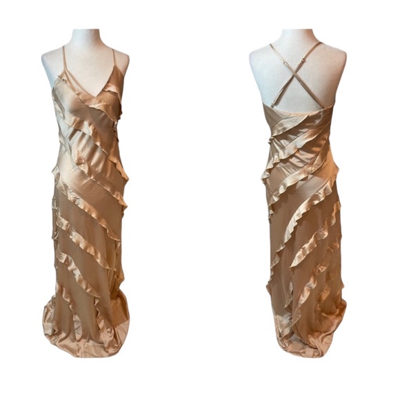 Show Me Your MuMu Dresses & Skirts - SHOW ME YOUR MUMU Gold Romance Ruffle Dress (Size Extra Small)